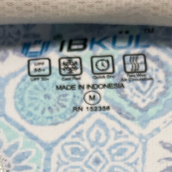 IBKUL Long Sleeve Zip Mock Neck Terra Seafoam Blue Shirt Adjustable Length Sz M - Picture 3 of 5